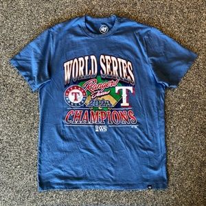 Women's 47 Blue Texas Rangers world series cotton short sleeve T-shirt size S/p